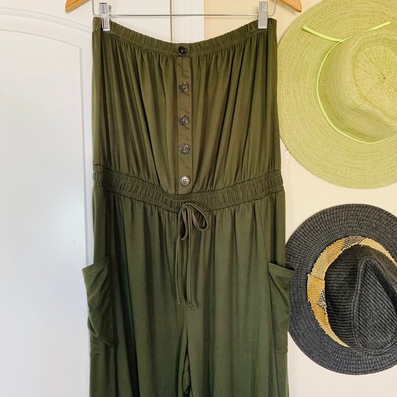 205 Collins by Forever 21 Hunter Green Military Style Romper/Jumpsuit | Size: XL - Picture 3 of 12